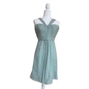 Amsale Light Mint Green Silk Chiffon Women Size 4 Flowy Cocktail Wedding Guest